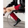 Xiaoxiangfeng Cowhide Splicing Western Cowboy Boots Pointed Head Thick Heel Medium Tube Short Boots One Pedal Knight Boots