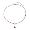 Mysterious Square Crystal Alloy Chain Necklace Adjustable Length For Layering Halloween Parties Music Festivals