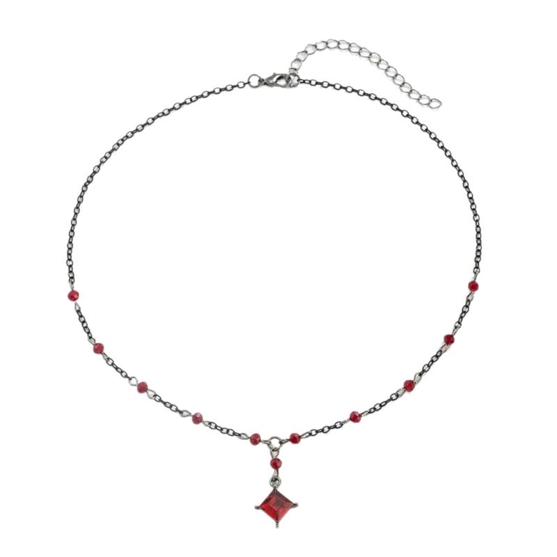 Загадочная Квадратная Хрустальная Сплавная Цепочка Ожерелье Регулируемая Длина Для Многослойности Хэллоуинские Вечеринки Музыкальные Фестивали 1