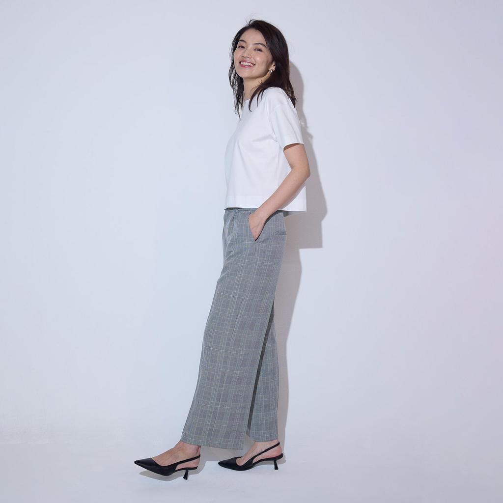 Comme Ca Ism Glen Check Wide Size Size S Pants, 38-52PK51-205, Gray,