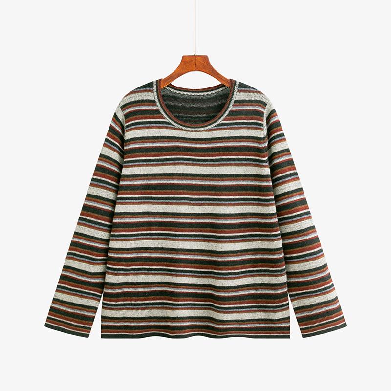 

Plus Size Women s Round Neck Color Block Tie-Dye Knit Sweater – Winter 2025 Loose Casual Knitwear XL (60-80 kg)
