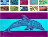 Prosop de plajă Delfin, Design unic Albastru Tropical și Violet 100% Bumbac Prosop de baie absorbant pentru piscină și călătorii