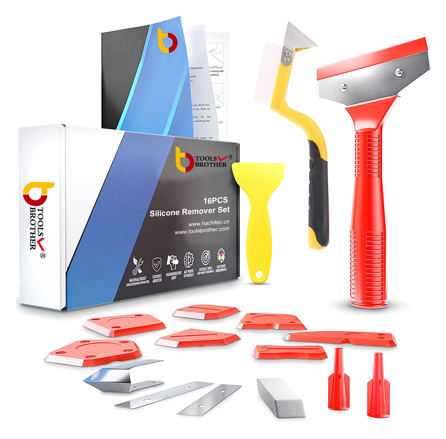 16 Pieces Caulking Tool Kit Professional Sealant Machining Set Silicone Remover Set Including Joint Knife Joint Smoother (Red,Caulking Tool Kit) красный