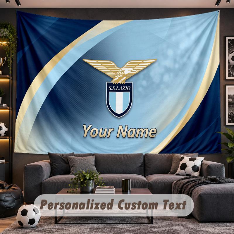 Lazio FC Personalized Tapestry Support Custom Name, Wall Art Home Decoration