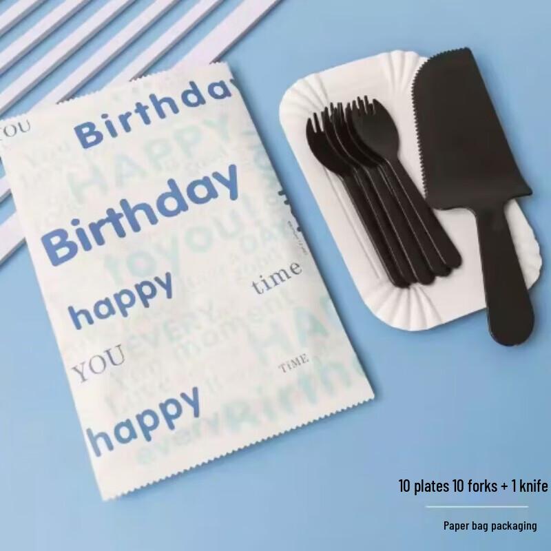 Disposable Birthday Cake Plates and Cutlery Set