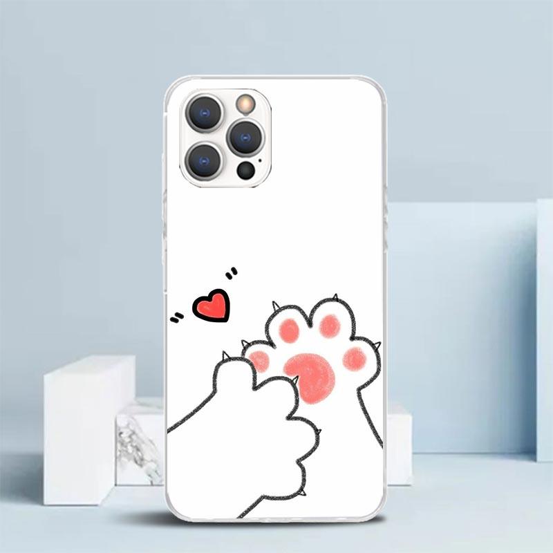 Cat Footprint Funny Paw Cute Phone Case For IPhone 16 17 Air 16E 15 14 Plus 13 Mini 12 11 Pro Max 7 8 + SE 2020 Soft TPU Back Co