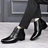 Scarpe Stivali Chelsea Formali da Ufficio Casual da Uomo Stivali in Vera Pelle Neri alla Caviglia con Lacci