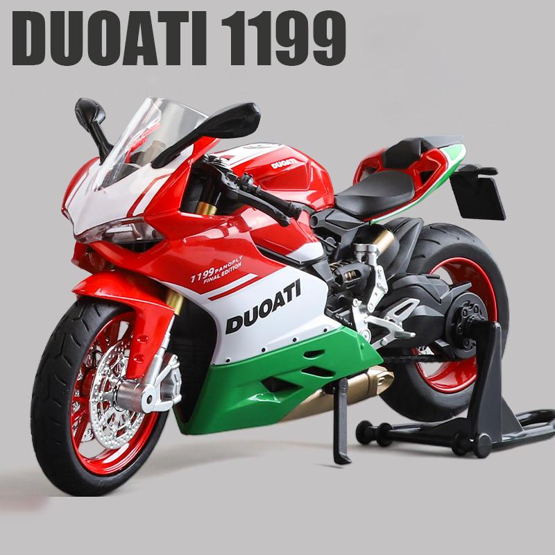 1/12 Ducati 1199 Panigale S Alloy Die Cast Motorcycle Model Toy Vehicle Collection Sound and Light Off Road Autocycle Toys Car