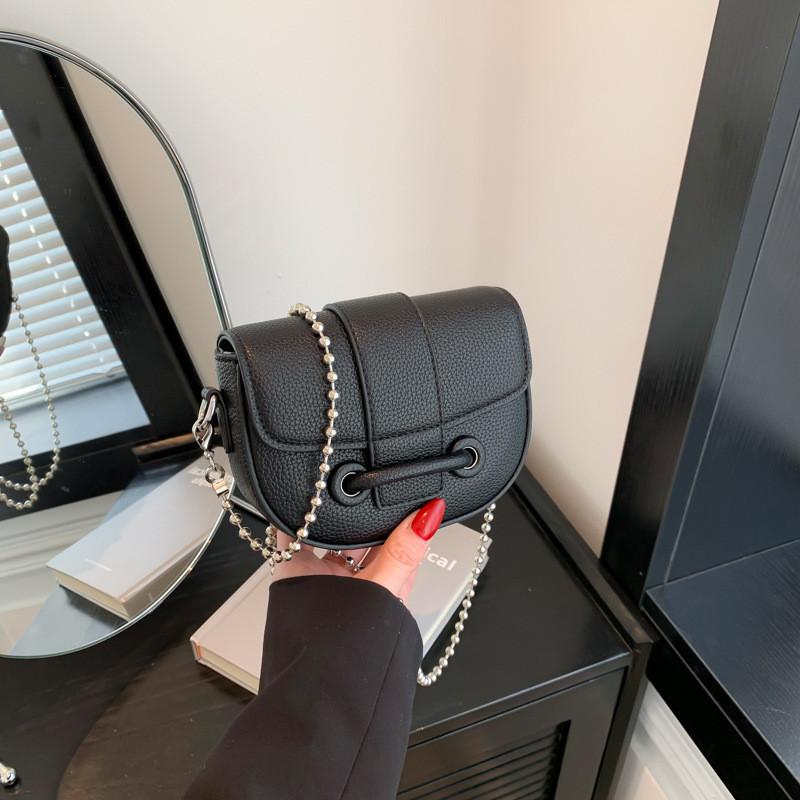 Stylish Mini Saddle Bag 2024 Spring Summer Chain Shoulder Crossbody Pu Bag Chic Design