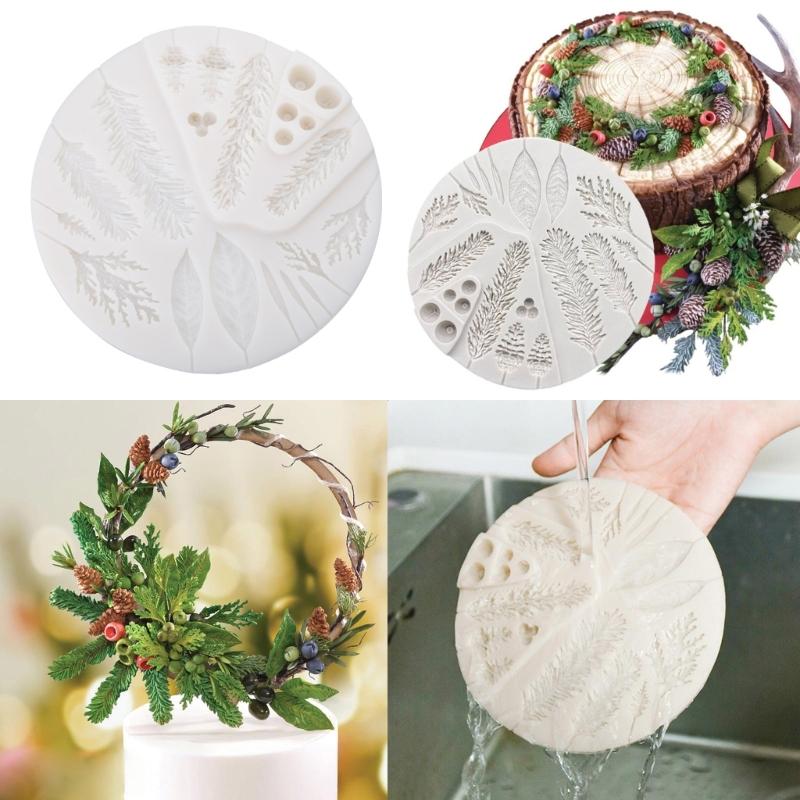 Silicone Mould Pine Branch Pinecones Fondant Molds For Cake Decorating Cupcake