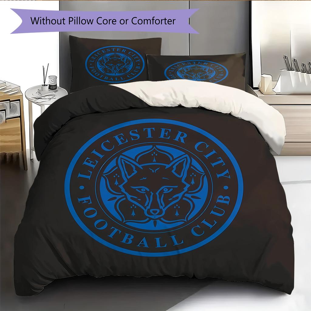 Leicester City Football Club Pattern Bedding Quilt Set Home Decoration Gift (1 * duvet cover + 2 * pillowcase without core)