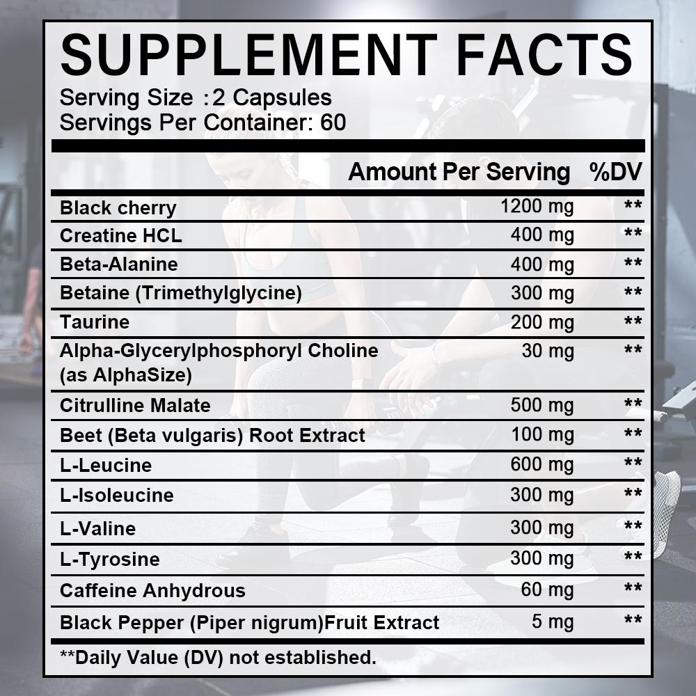 Hoogwaardig Voedingssupplement, Met Zwarte Kers 1200 Mg, 120 Capsules Per Fles