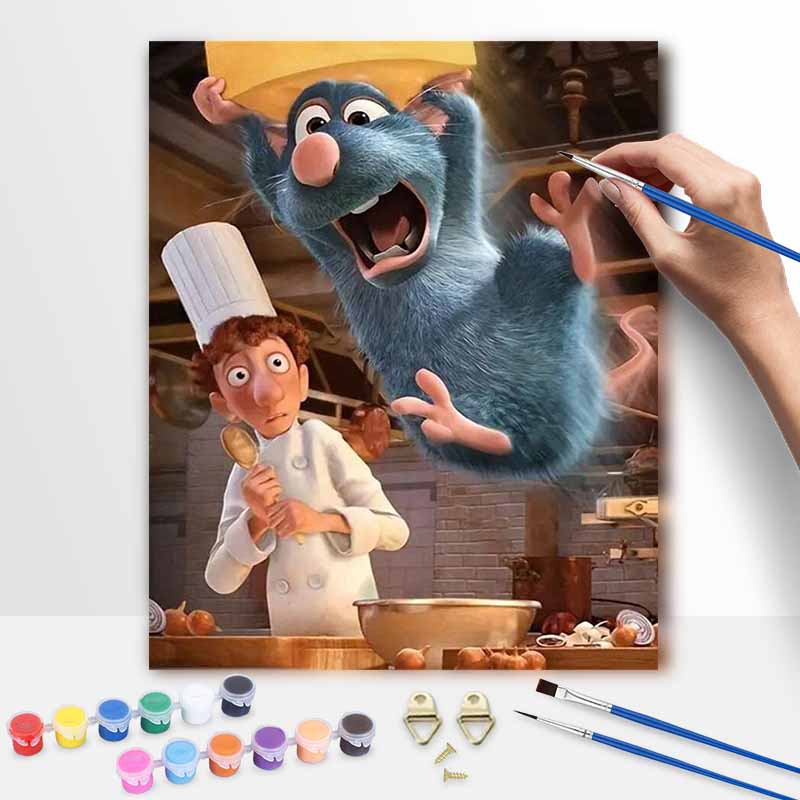 Disney Ratatouille Remy Chef Cooking Oil Painting Art Handmade Diy Painting Home Decoration Gift