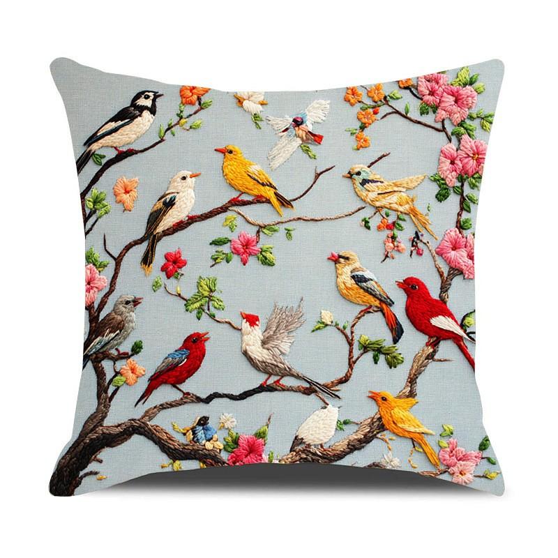 

Retro Floral Pattern Collection Throw Cushion Covers Linen Printed Home Decor For Living Room And Sofa Cushion Covers. One Size