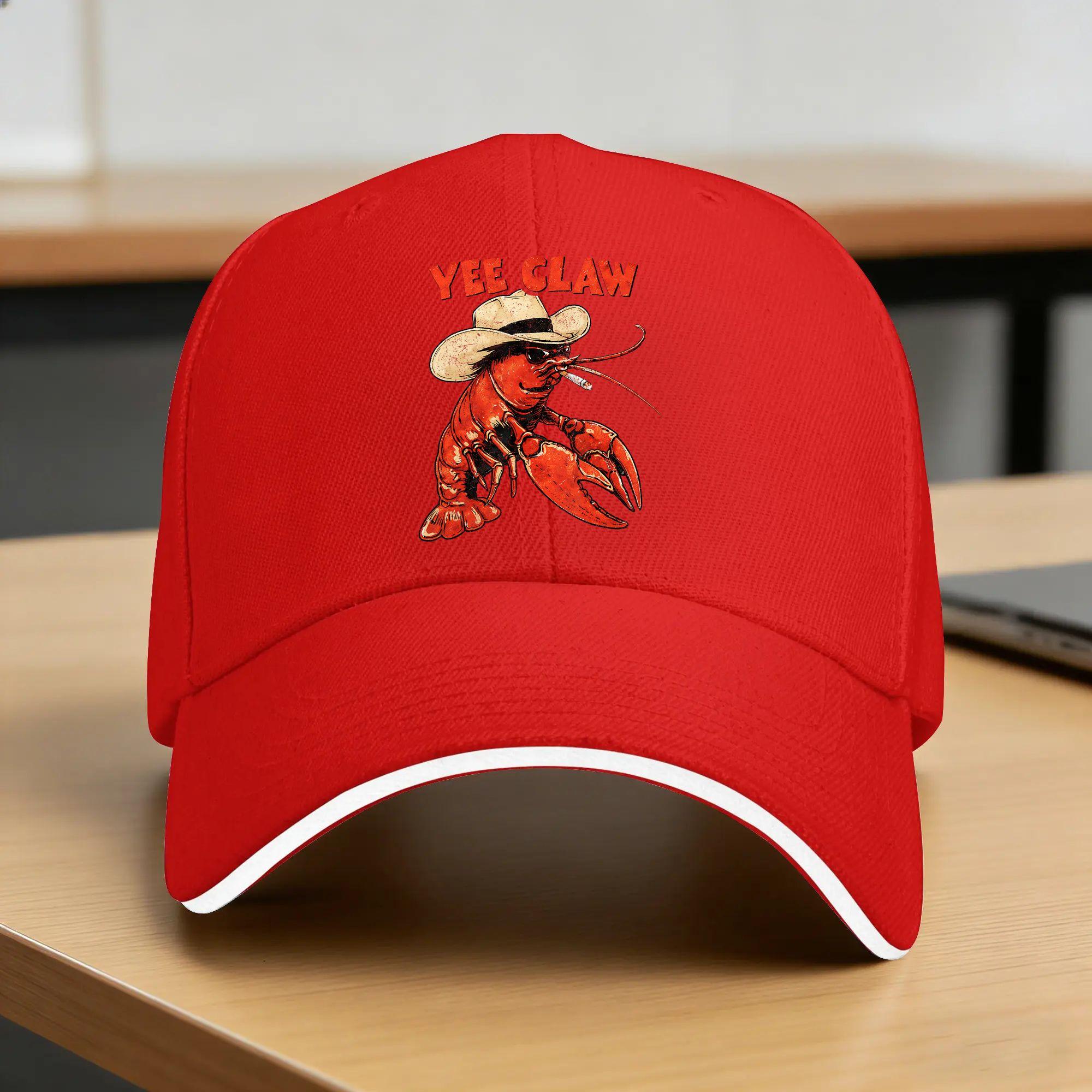 Lobster Cowboy Trendy Yee Claw Funny Lobster Western Beach Baseball Cap Fashion Couple Women Trucker Hat Rock Baseball Caps One Size