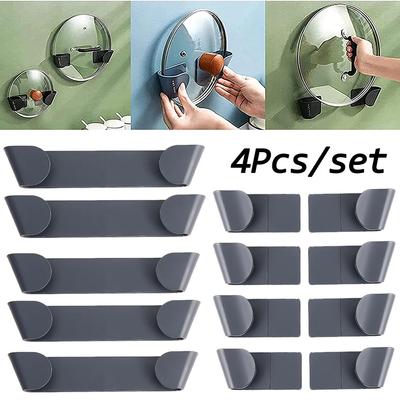4/1 Pezzi Porta Coperchi per Pentole Autoadesivo Montato a Parete Porta Sospeso Gancio per Porta dell'Armadio Organizzatore Coperchi Pentole e Padelle Scaffale Portaoggetti da Cucina