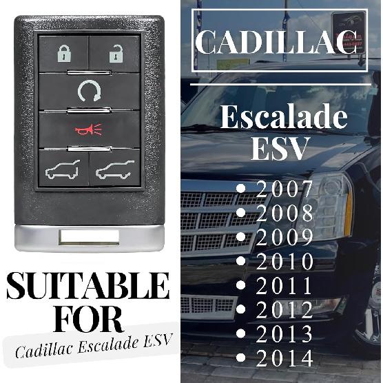 Replacement Keyless Entry Remote Car Key Fob for 2007 2008 2009 2010 2011 2012 2013 2014 Cadillac Escalade ESV, FCCID-OUC6000066, 315MHz 6 Buttons