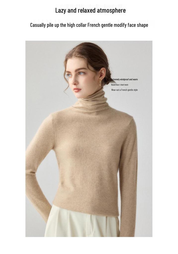 Women's Cashmere High-Neck Loose Pullover Knit Sweater
