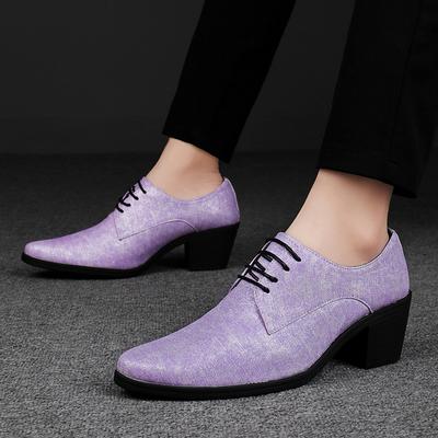 Men High Heels Silver Derby Purple Wedding Dress Dance Business White Elevator Shoes Height Increase Gold Tuxedo Shoes Plus Size