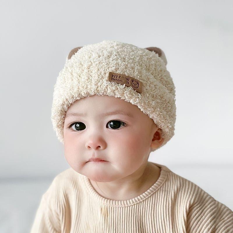 Baby Hat Winter Baby Boys and Girls Plush Hat Knitted Warm Ear Protection Autumn and Winter Children's Wool Hat