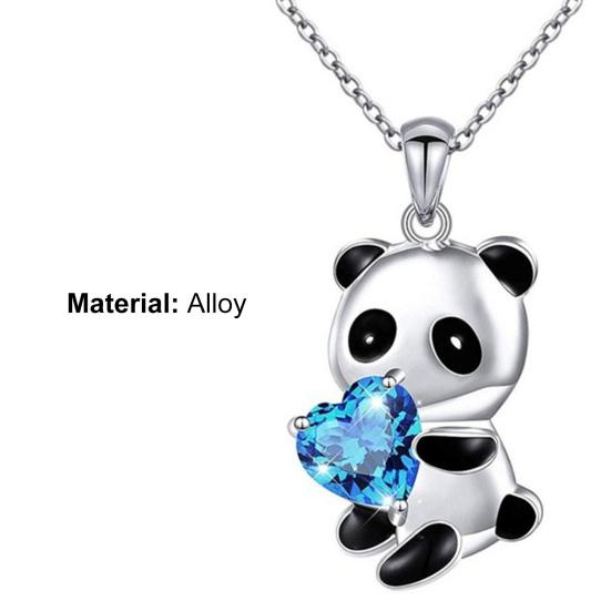 Pendant Necklace Panda Embrace Heart Exquisite Jewelry Cartoon Animal Necklace for Daily Wear