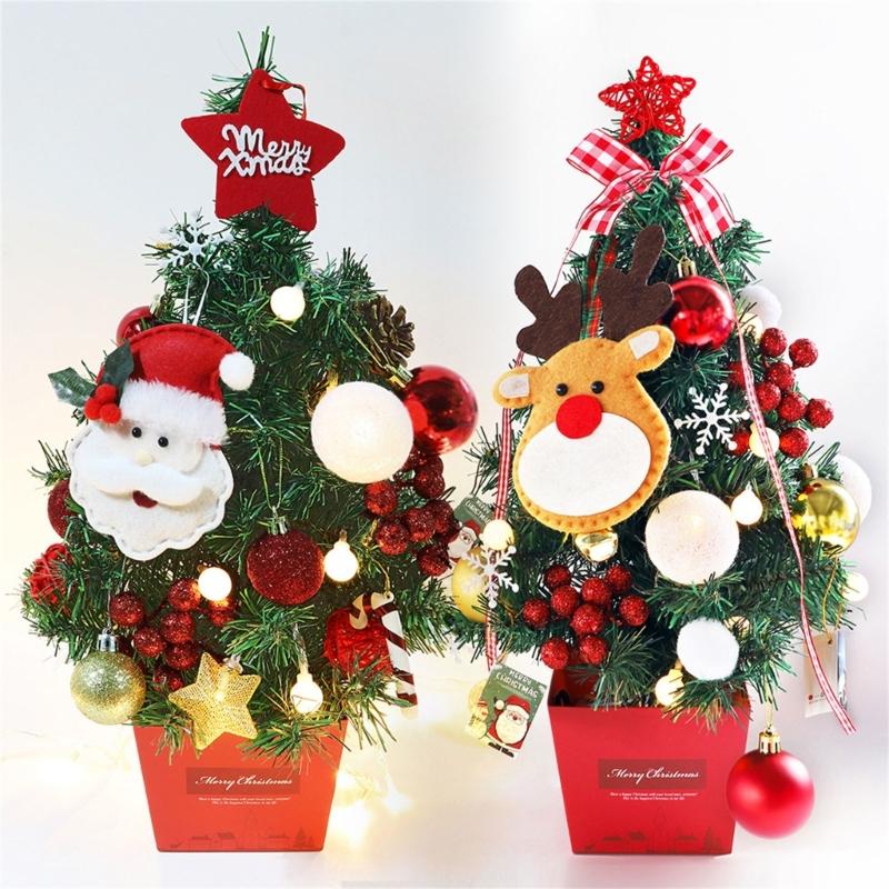 1Pcs Tabletop Christmas Tree with Bright LED Lights Home Decoration Accessories Stylish Holiday Present for Men Women