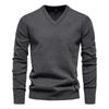 Suéter Masculino de Gola V Pulôver Slim Fit Vestido Casual de Tricô Leve Suéteres Macios Cor Sólida Trabalho Algodão Pulôver Tops para Homem