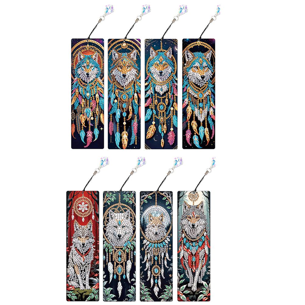 8Pcs Colored Patterns DIY Diamond Art Bookmark Diamond Painting Art Bookmarks for DIY Making Beginners Adult Art Craft Supplies