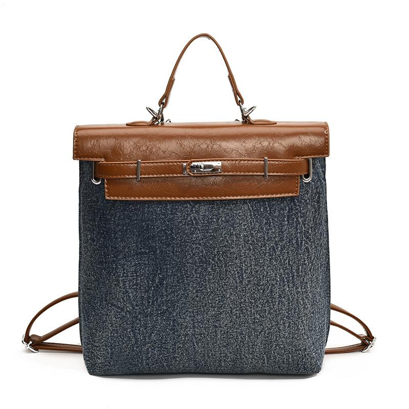 

Вместительный джинсовый женский рюкзак Новый универсальный рюкзак для поездок Дорожная сумка large коричневый