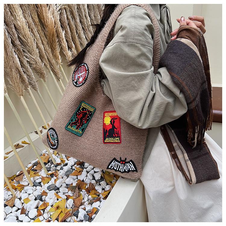 Cotton Casual Shoulder Bag With Knitted Design For Daily Use
