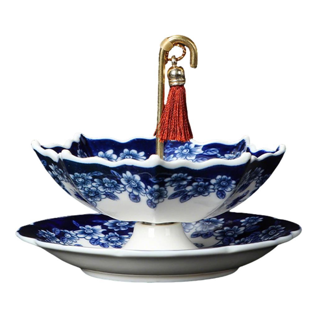 Porzellan-Teesieb mit Blumenmuster und Griff, Chinesischer Stil, Keramik-Teefilter mit passender Untertasse für die Zubereitung von losem Tee
