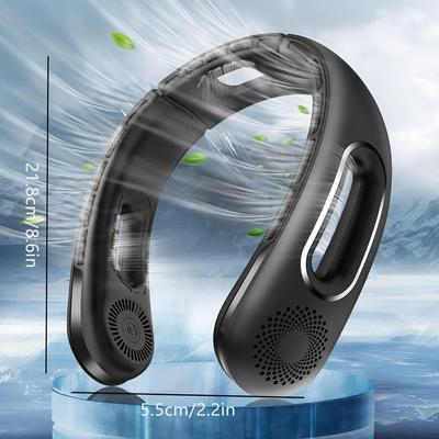 Rechargeable Neck Fan, 5200mAh Battery, Bladeless, 4-Speed, Hands-Free Cooling