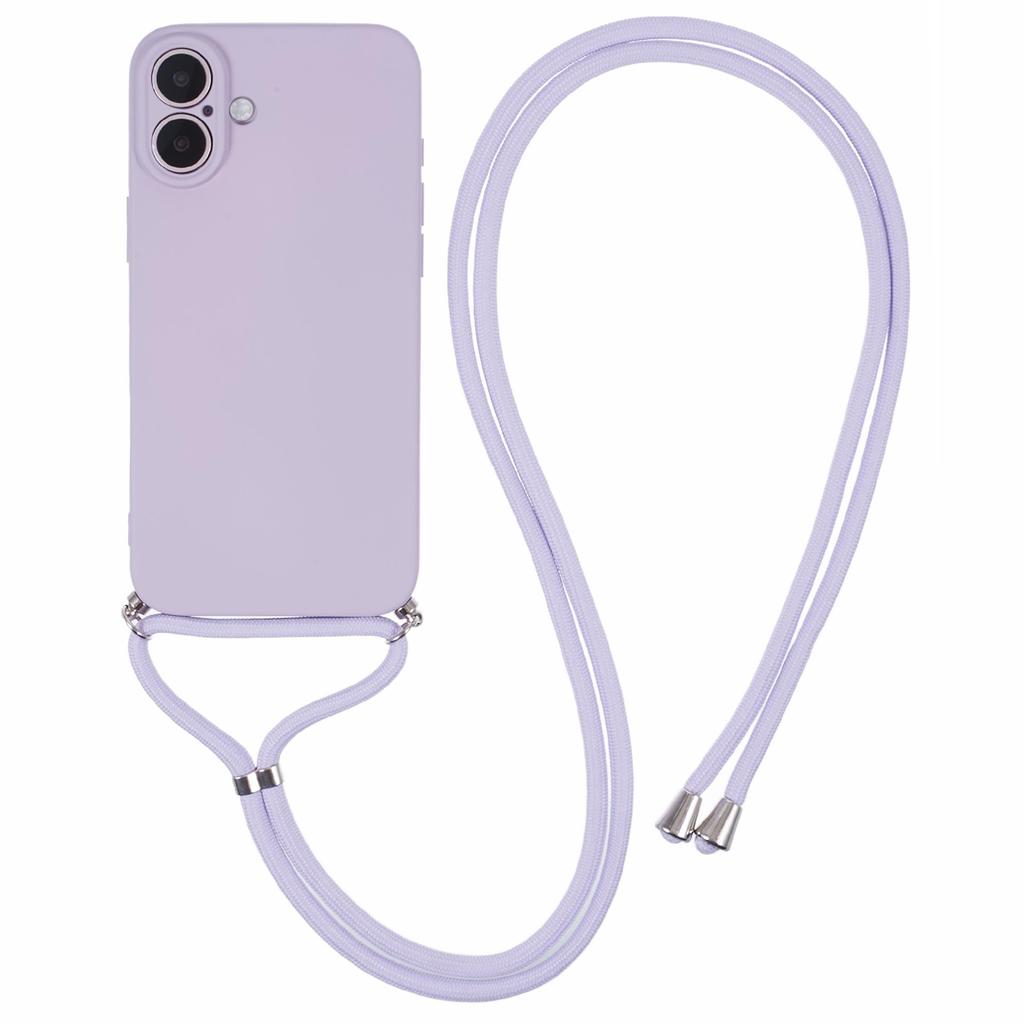For iPhone 16 Plus Crossbody Case TPU Protective Phone Cover with Soft Fiber Lining