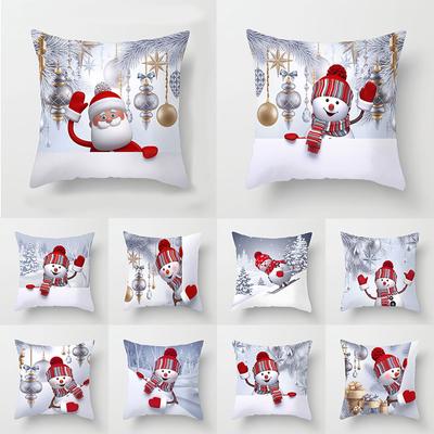 Christmas Home Snowman Santa Claus Christmas Tree Cushion Cover Christmas Pillow Cover Sofa Pillow Cover