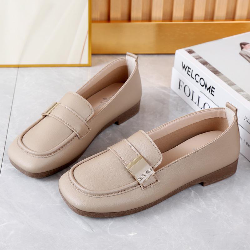 

Мокасины женские новые британские туфли женские одинарные, удобные туфли Doudou с мягкой подошвой, долгое ношение не надоедает, одна педаль плоская женская обувь 35 хаки