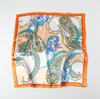 Elegant celebrity style leaf pattern printing large square scarf sunscreen silk scarf travel shawl versatile generous scarf 91cm