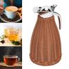 Handwoven Stainless Steel Thermal Coffee   Woven Rattan Body 1.5L 3 Walled Insulated Jug Pitcher 12 Hour Heat 24 Hour Cold Retention