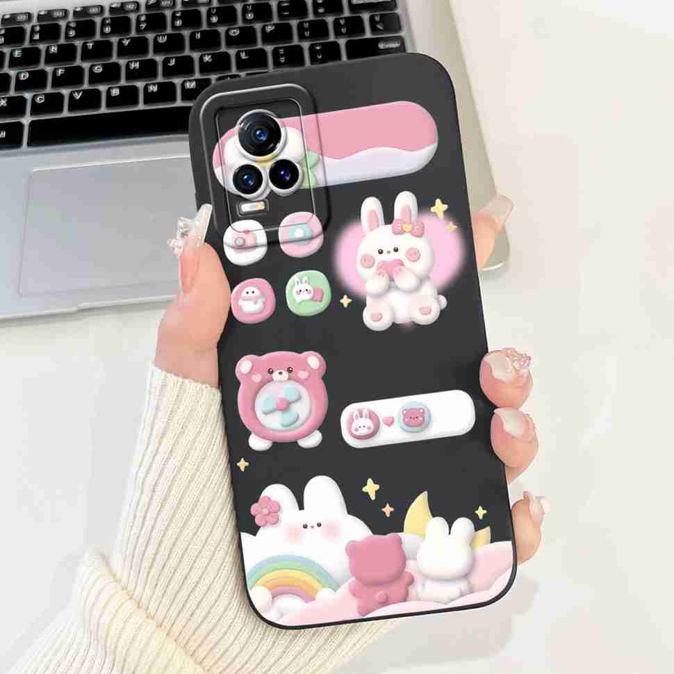 For Vivo V21e 4G V2061 6.44" Case Fashion Painting Soft Silicone TPU Cover For Vivo Y73 2021 V2059 Luxury Flower Cat Phone Cases