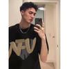 Men'S Trendy Letter Round Neck Printed Short Sleeved T-Shirt For Summer Ins Loose Casual Top