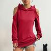 Women's Fashion Casual Solid-color Long-sleeved Off-the-shoulder Hooded Sweatshirt
