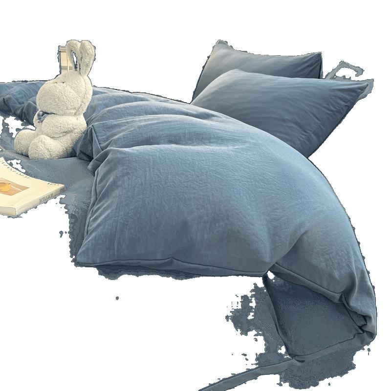 Super Soft Washed Cotton Solid Color 4-Pcs Quilt Cover Student Dormitory 3-Pcs Set Four Seasons Universal A Maternal Infant Grade