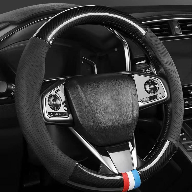 Carbon Suede Fiber Car Steering Wheel Cover Breathable And Sporty All Season Universal Anti Slip And Wear-Resistant Handle Cover