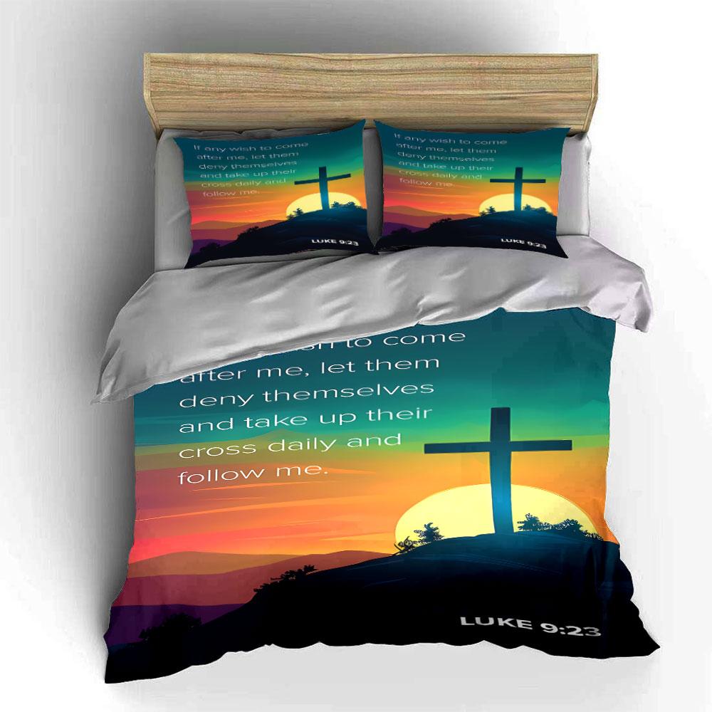 Cross and sunset design. Bedding sets Duvet cover sets Duvet covers Pillowcases(1*Duvet Cover 2*Pillowcases without duvet insert)
