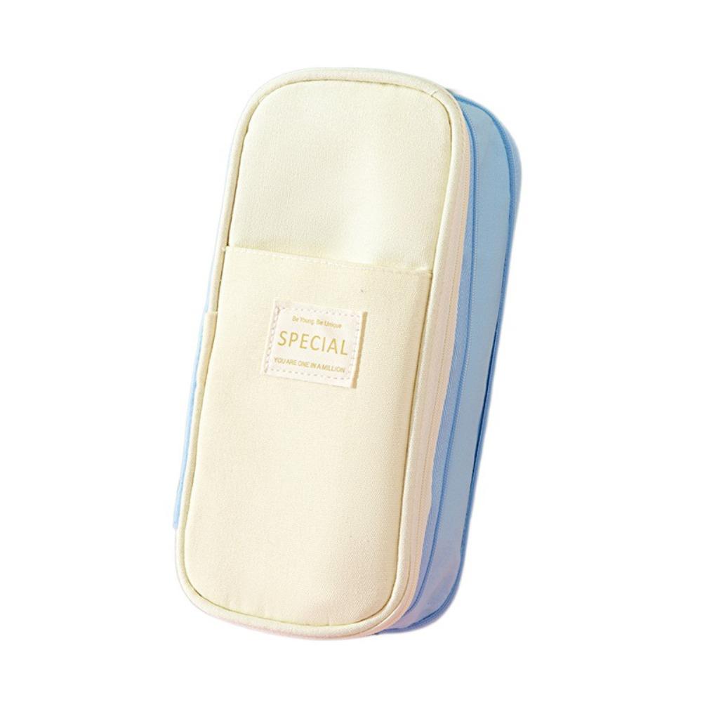 Diagonal Storage Pencil Bag Polyester Macaron Pencil Case Simple Student Pen Bag Boy Girl Kid