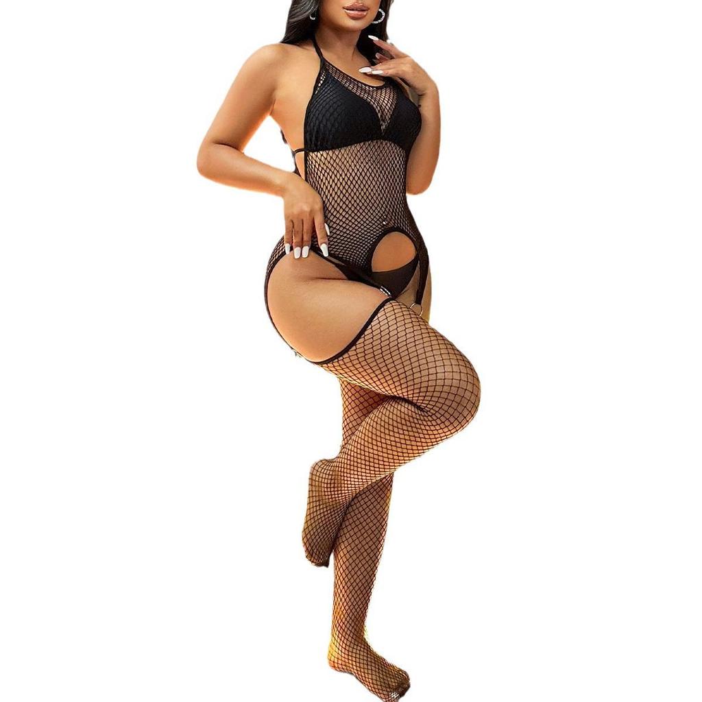 Plus Size Fishnet Open Crotch Mesh Bodystocking - Sexy European & American Style Lingerie G092