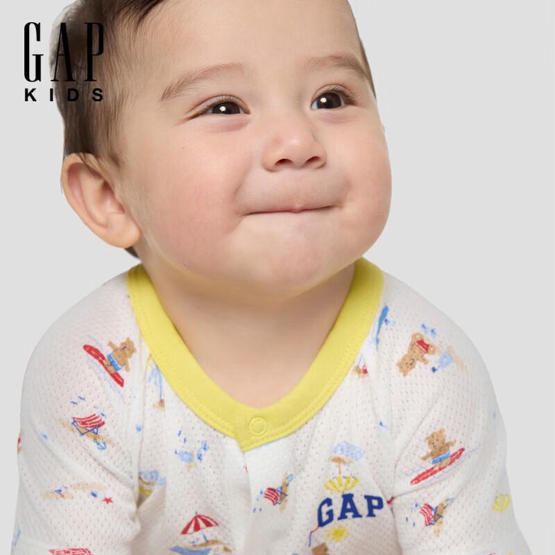 GAP Infant Cotton Logo Mesh Short Sleeve Bodysuit 90cm (18-24 Months) белый