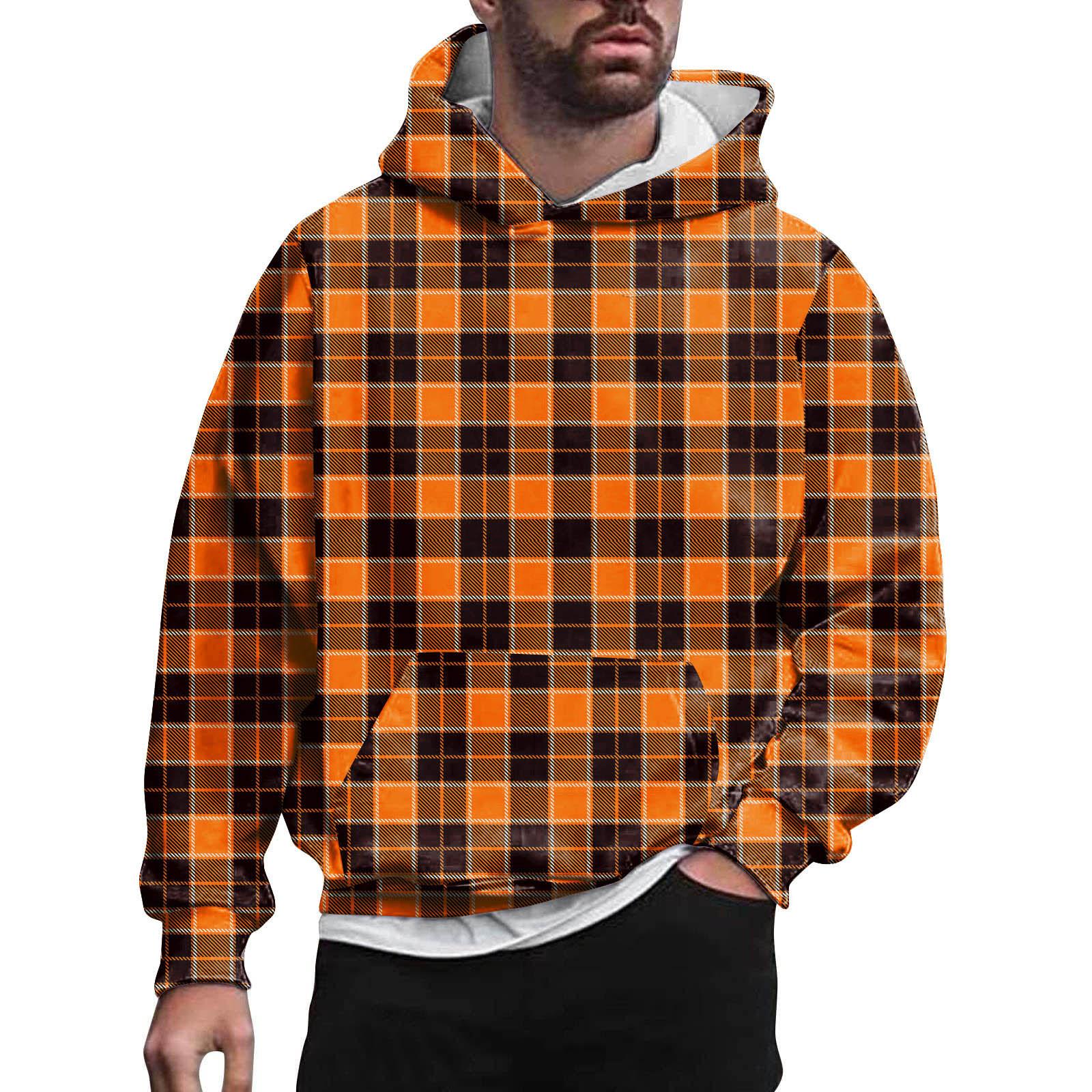 Печатный худи с длинными рукавами для мужчин и женщин на весну и XXXL оранжевый