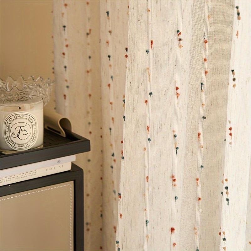 1 pz Tende in Tulle Vintage Passanti Superiori Decorazione Soggiorno Tende con Ricamo Cartone Animato Tende Parasole Camera da Letto Balcone