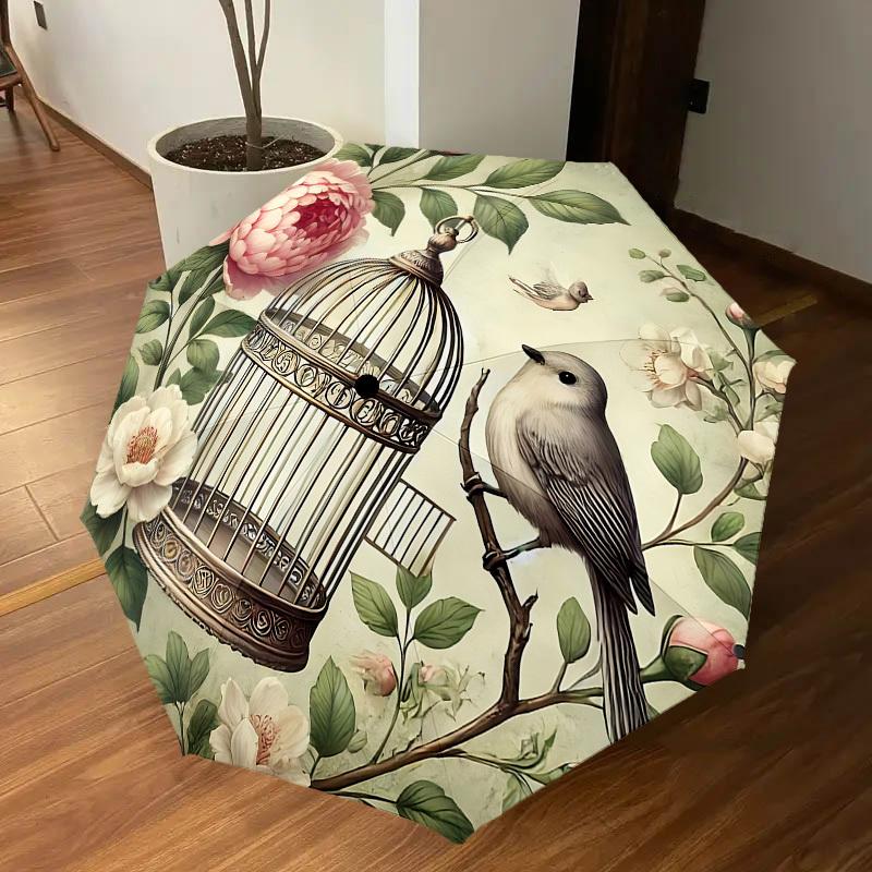 1PC birdcage flowers Umbrella-8-Rib Reinforced, Automatic Open, Lightweight & Durable, Cute Fashion Accessory for Outdoor, Beach, or Casual Use, Beach