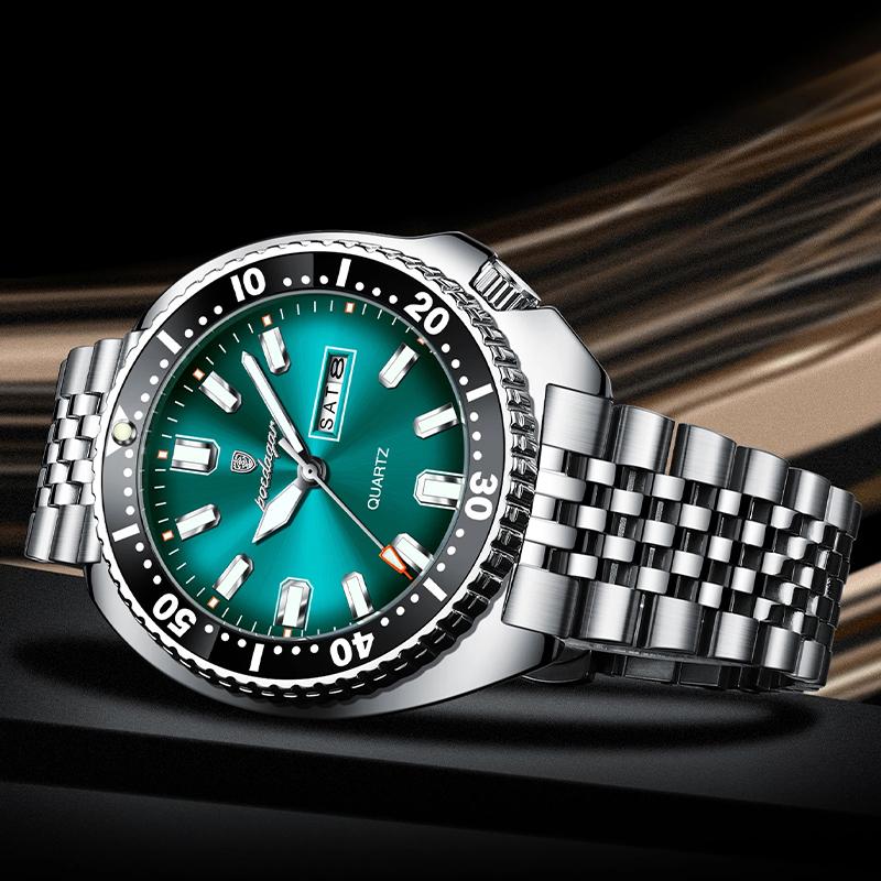 Business Men Watch Date Week Waterproof Luminous Luxury Man Wristwatch Stainless Steel Men's Quartz Watches Male